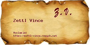 Zettl Vince névjegykártya